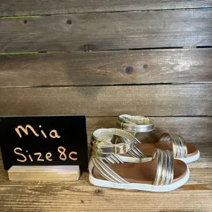 New Little Kids Mini Mia Lil‎ Crisanta Metallic Leather Ankle Strap Sandals 8 C
