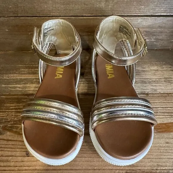 New Little Kids Mini Mia‎ Lil Crisanta Metallic Leather Ankle Strap Sandals 9 C