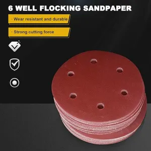New Retails $46 TUOJINRUIDA 50PCS 9 INCH 6 Holes Sanding Disc 40 Assorted Grit Hook and Loop Sander for Wet Dry Grinder Polishing Abrasive Sandpaper for Wood Furniture Finishing, Metal Sanding and Mirror Jewelry