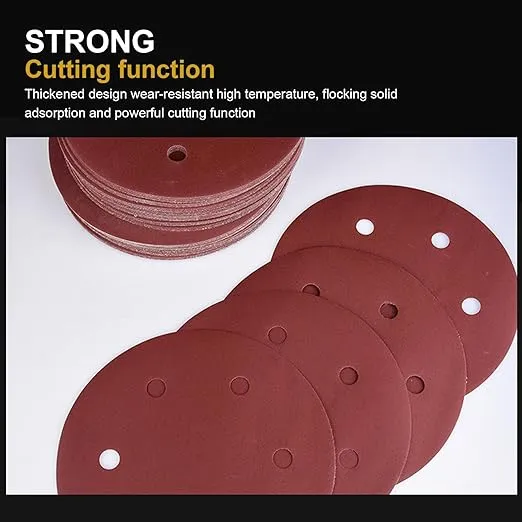 New Retails $46 TUOJINRUIDA 50PCS 9 INCH 6 Holes Sanding Disc 40 Assorted Grit Hook and Loop Sander for Wet Dry Grinder Polishing Abrasive Sandpaper for Wood Furniture Finishing, Metal Sanding and Mirror Jewelry