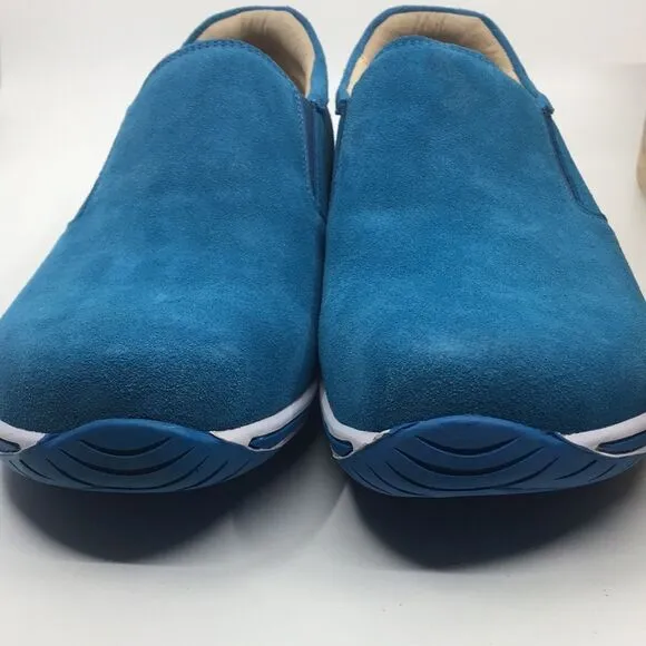 NIB Alegria Aaron Blue Suede Slip On Shoes - Size 43 EU 9.5 US (W US 13)