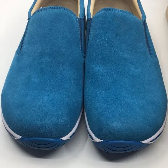 NIB Alegria Aaron Blue Suede Slip On Shoes - Size 43 EU 9.5 US (W US 13)