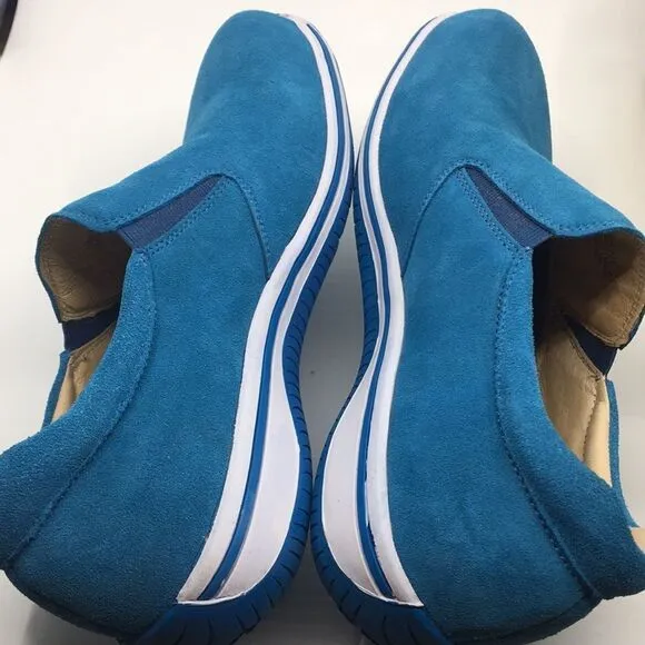 NIB Alegria Aaron Blue Suede Slip On Shoes - Size 43 EU 9.5 US (W US 13)