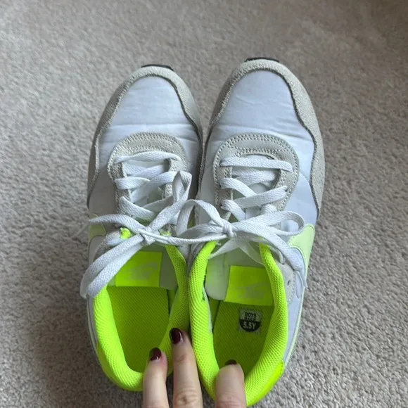 Nike Kids White and Neon Green Sneakers