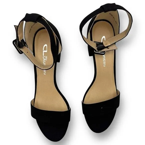 NWOT CL By Laundry Womens Jody Block Heel Sandals Black Size 7