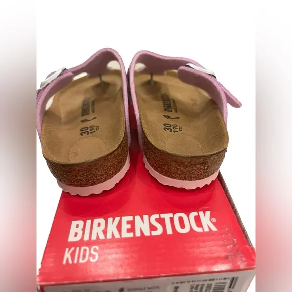 NWT Birkenstock Kid Gizeh Birko-Flor Sandals in Magic Snake Lilac in size 12