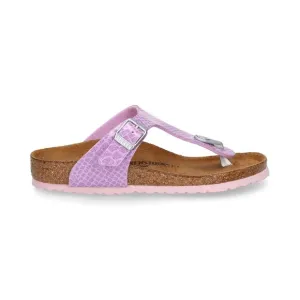NWT Birkenstock Kid Gizeh Birko-Flor Sandals in Magic Snake Lilac in size 12