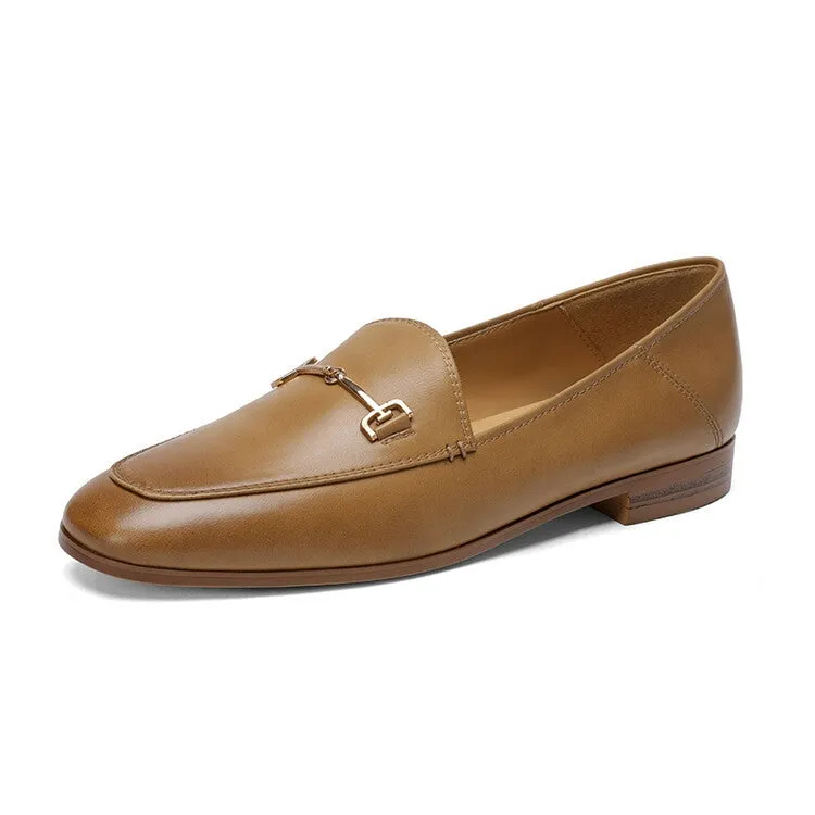 Off-White Brown Black Rounded Toe Loafers #001055