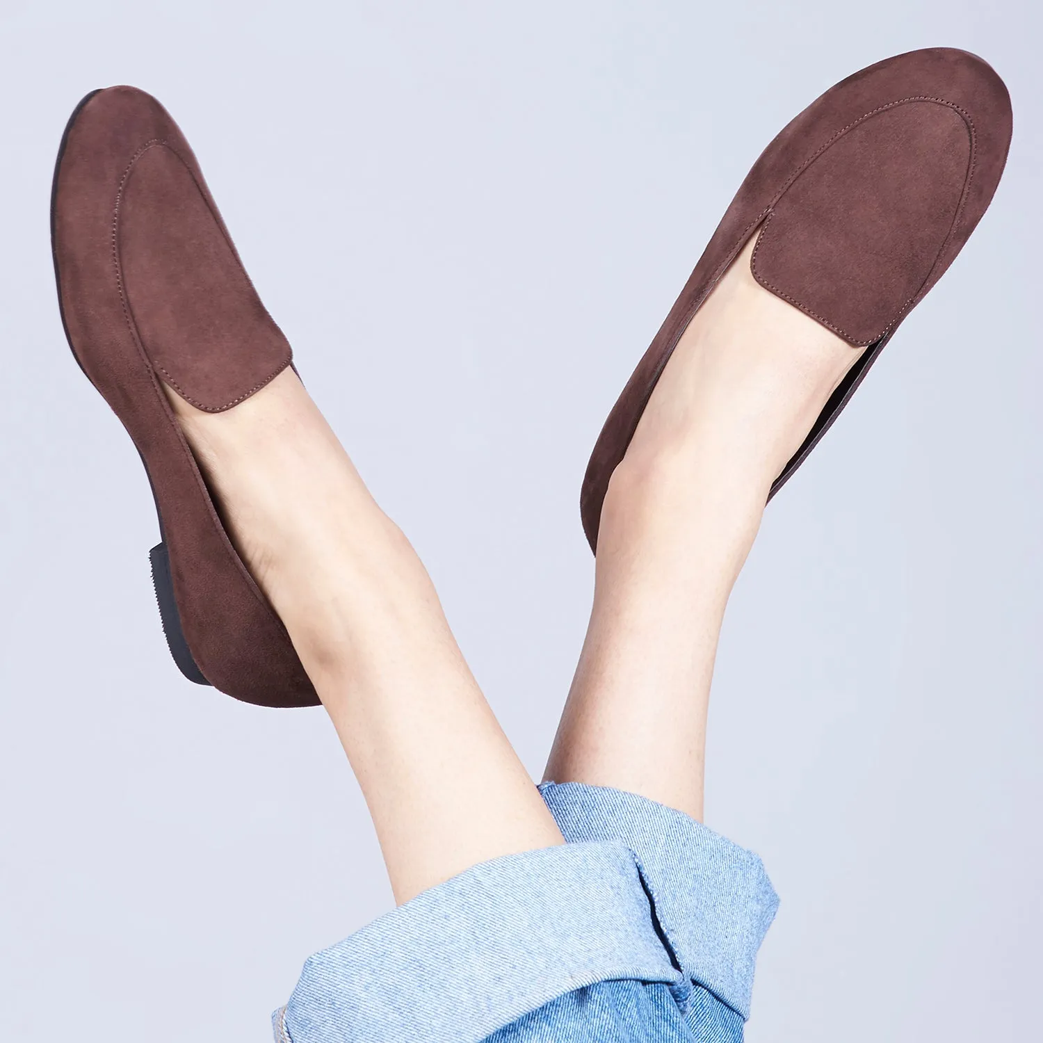 Olivia Brown Suede Loafers For Women