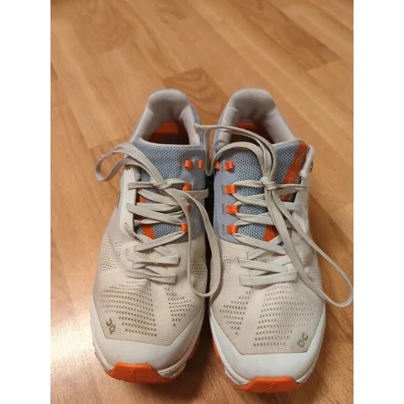 On Cloud Cloudsurfer Womens 7.5 Gray Orange White Running Shoes Athletic Sneaker