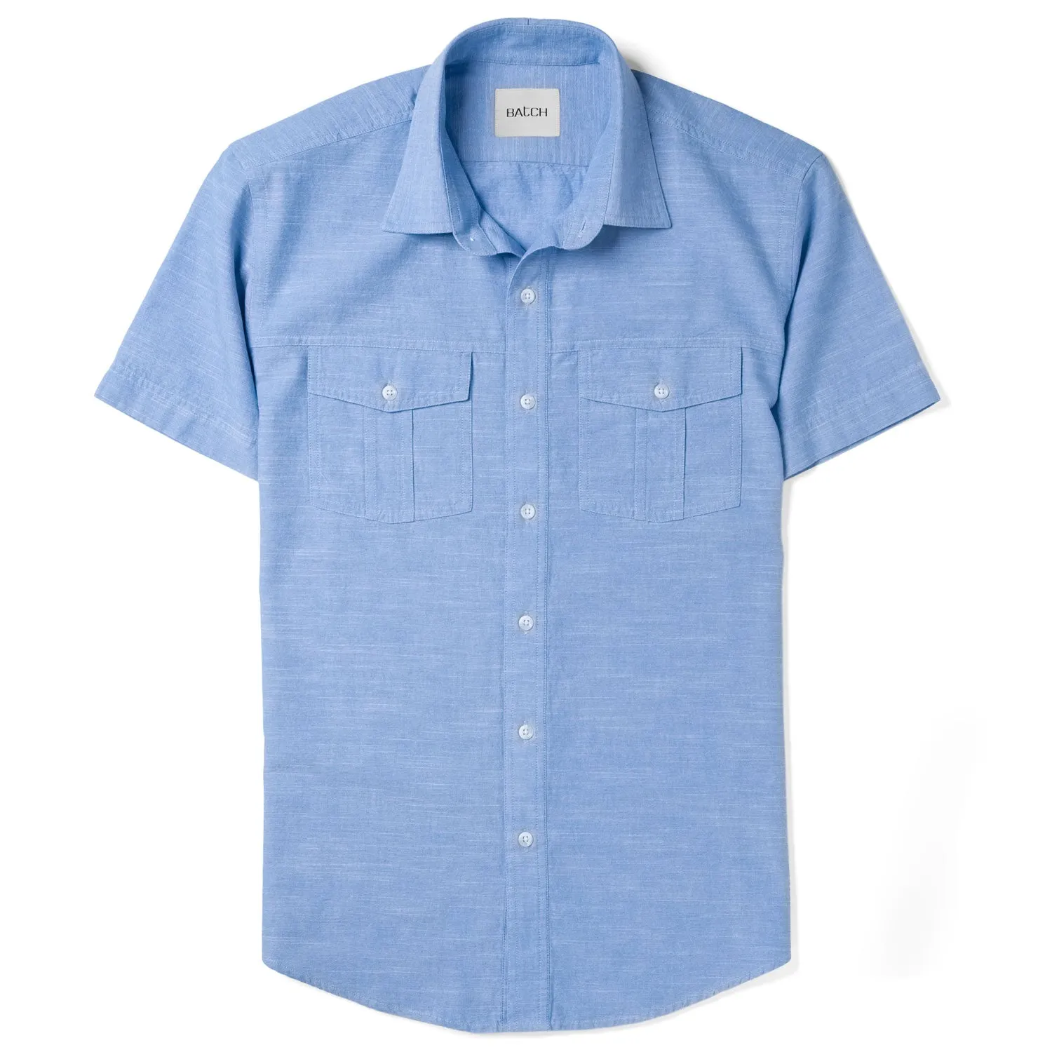 Primer Short Sleeve Utility Shirt – Classic Blue Slub Chambray