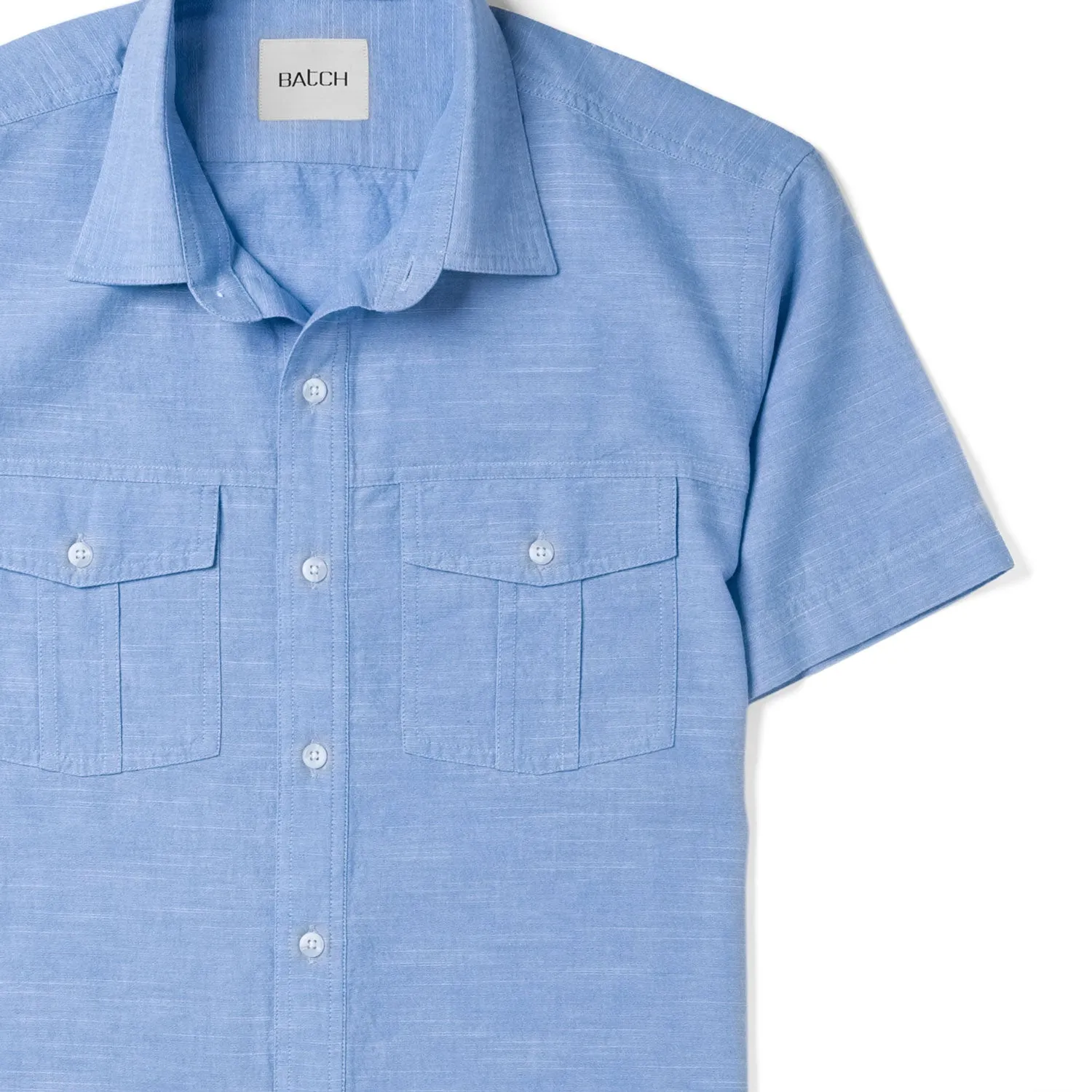 Primer Short Sleeve Utility Shirt – Classic Blue Slub Chambray