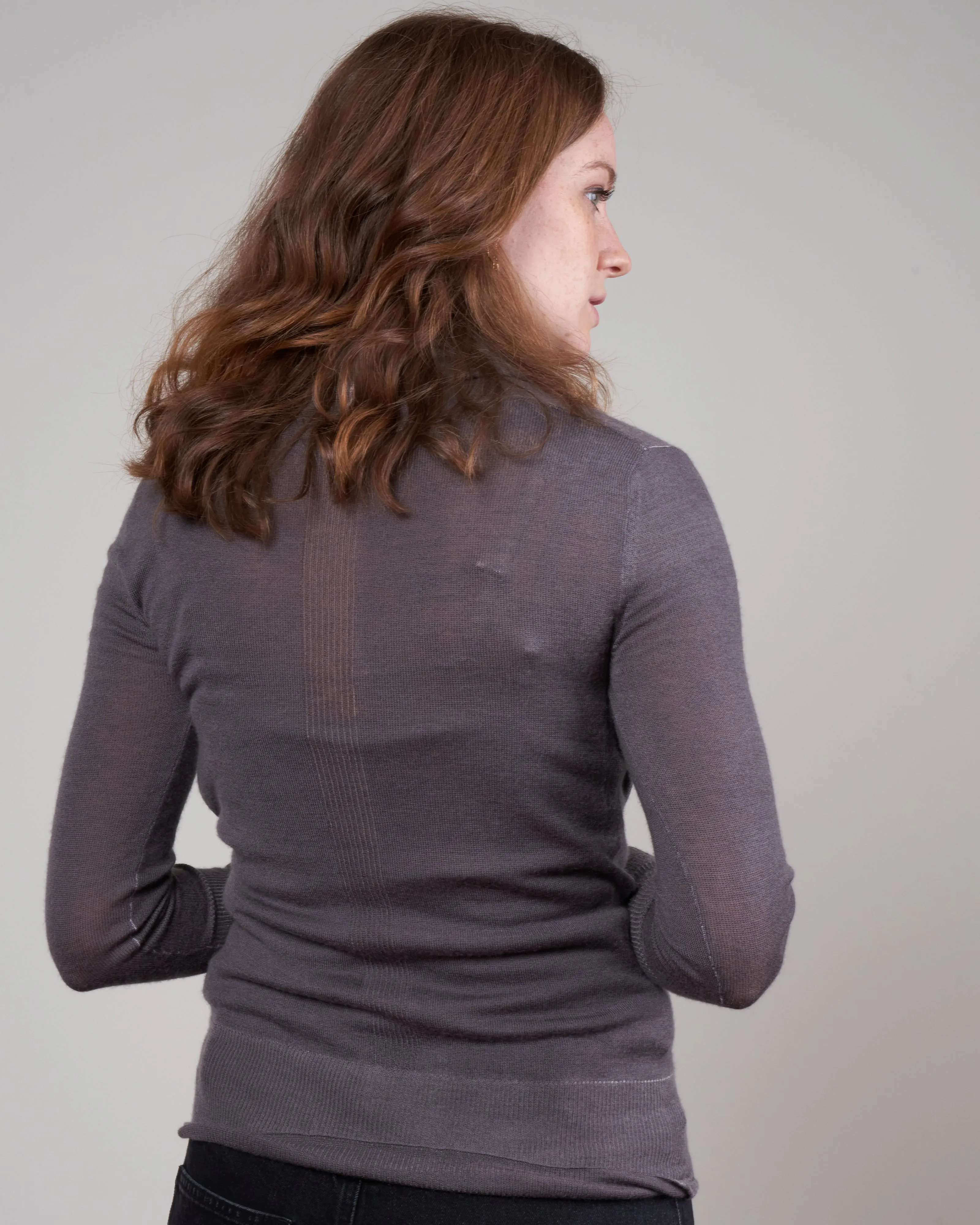 printed worsted cashmere wrap top - thunder