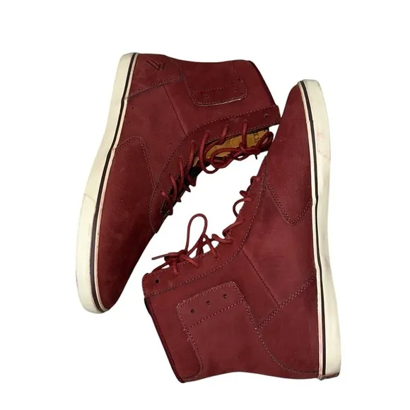 Radii Men's Burgundy Suede High Top Basketball Athletic Sneakers US Size 9