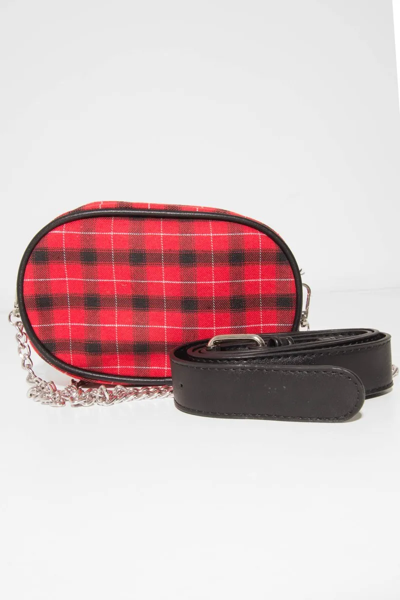 Red Black Plaid Bum Bag - Keyra