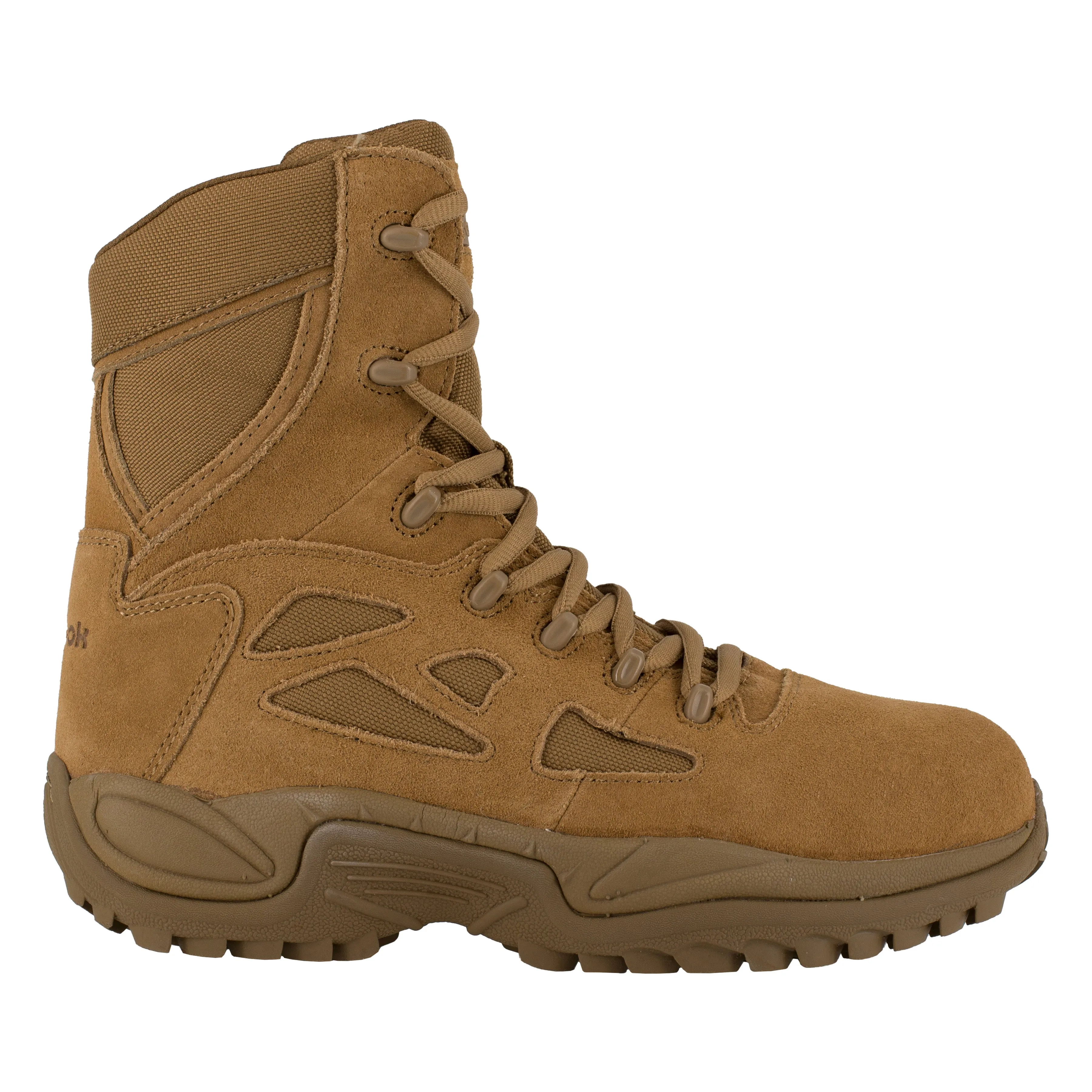 Reebok Men's Rapid Response RB 8" Comp Toe Side Zip Stealth Military Duty Boot - Coyote - RB8850