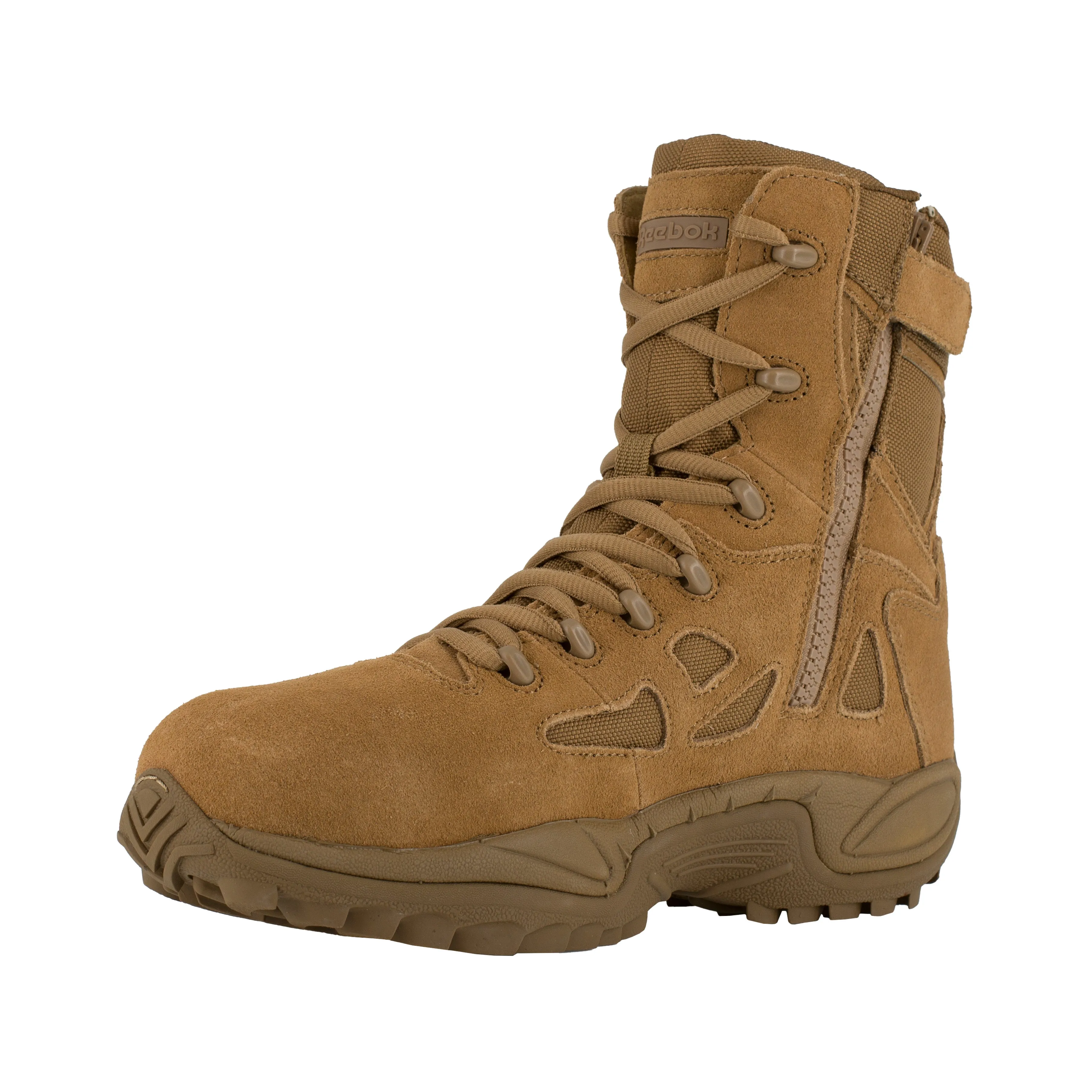 Reebok Men's Rapid Response RB 8" Comp Toe Side Zip Stealth Military Duty Boot - Coyote - RB8850