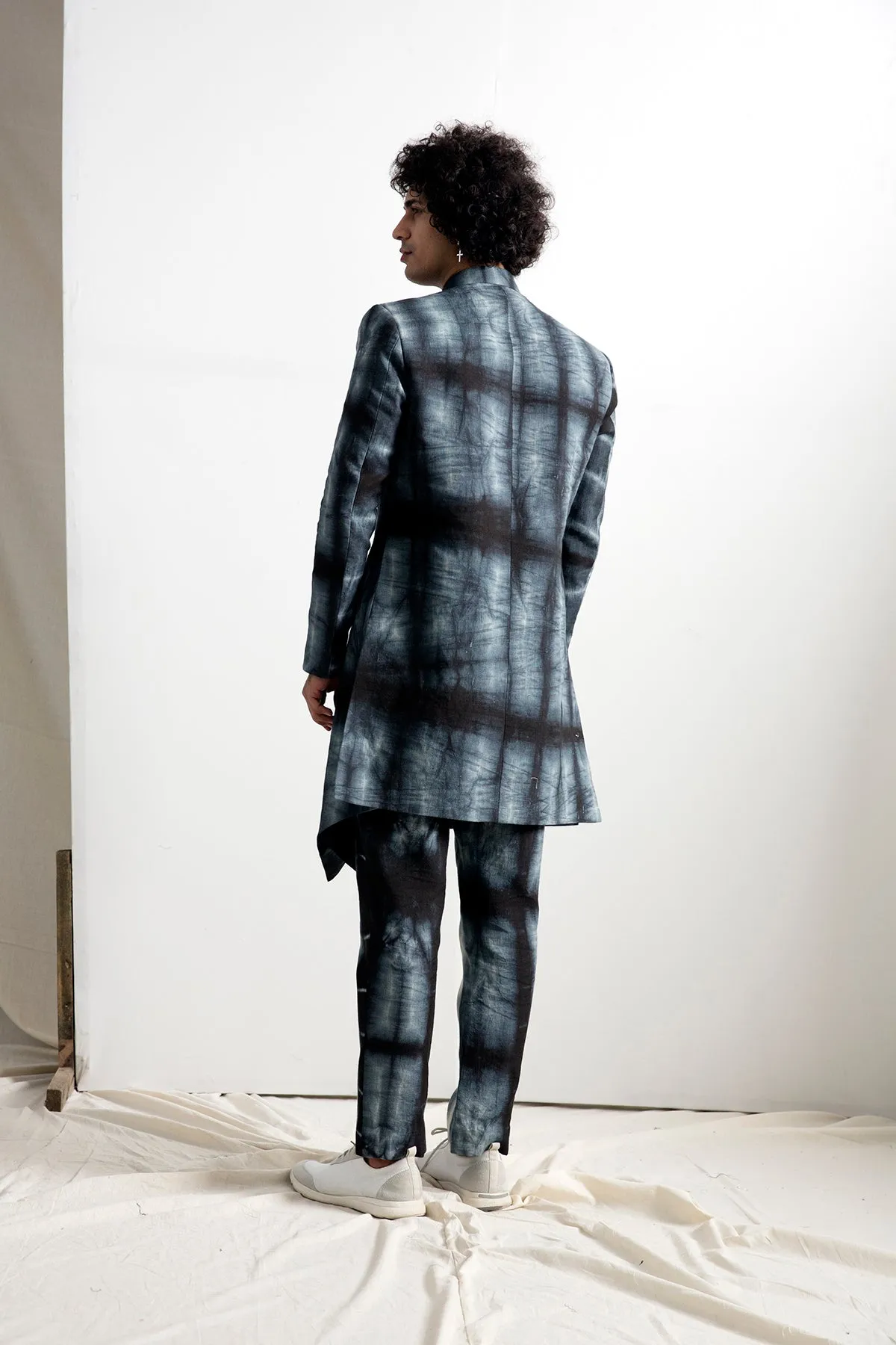 Roden - Tie & Dye Asymmetric Achkan Jacket  Set