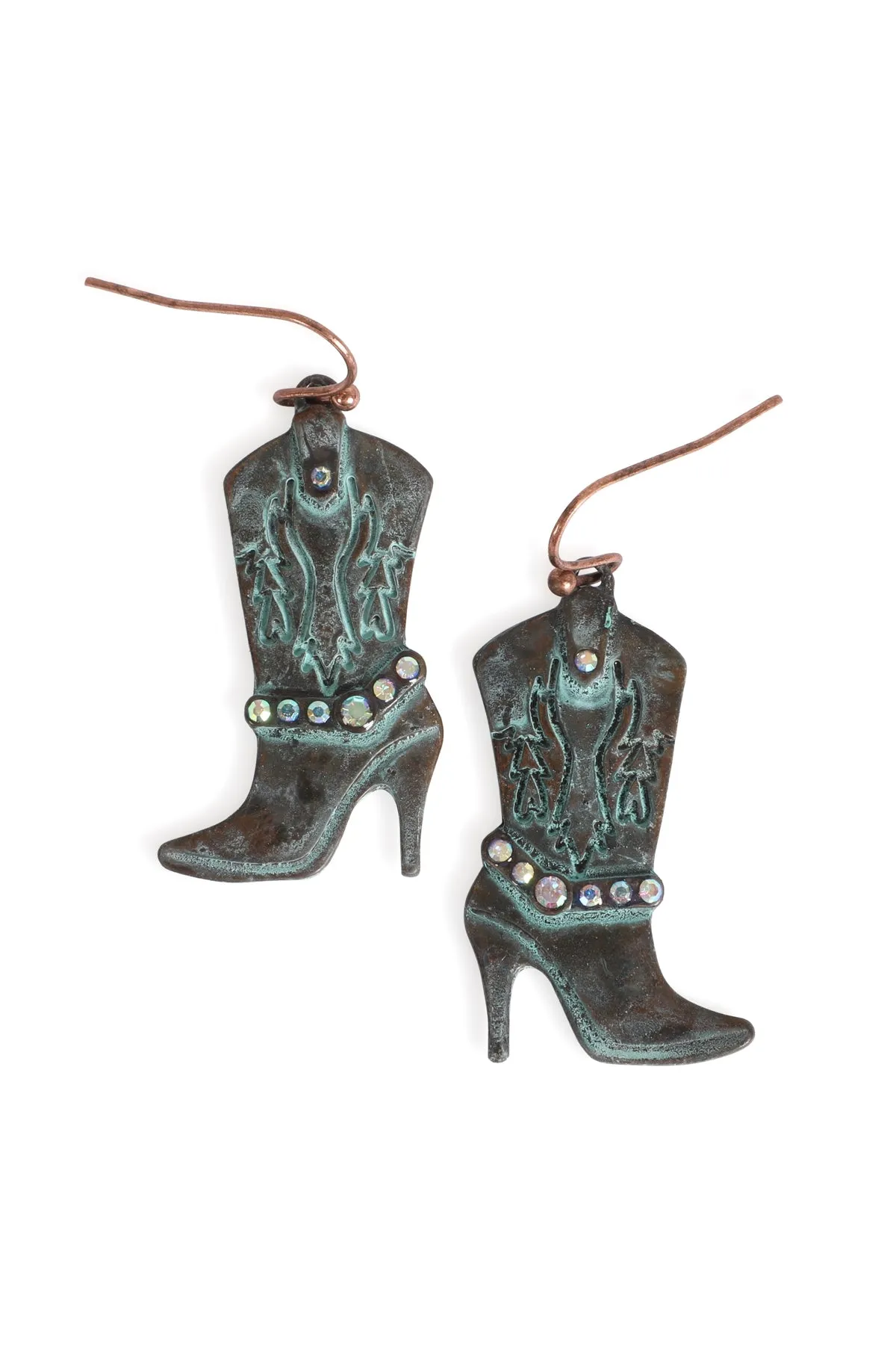 Rodeo Boots Pave Hook Earrings Turquoise - Pack of 6
