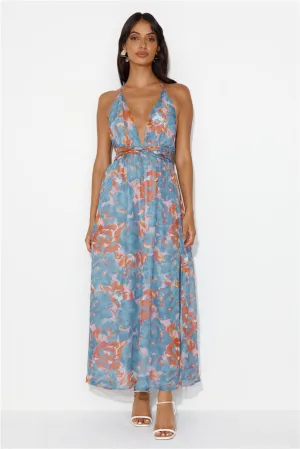 Rules To Follow Halter Maxi Dress Blue