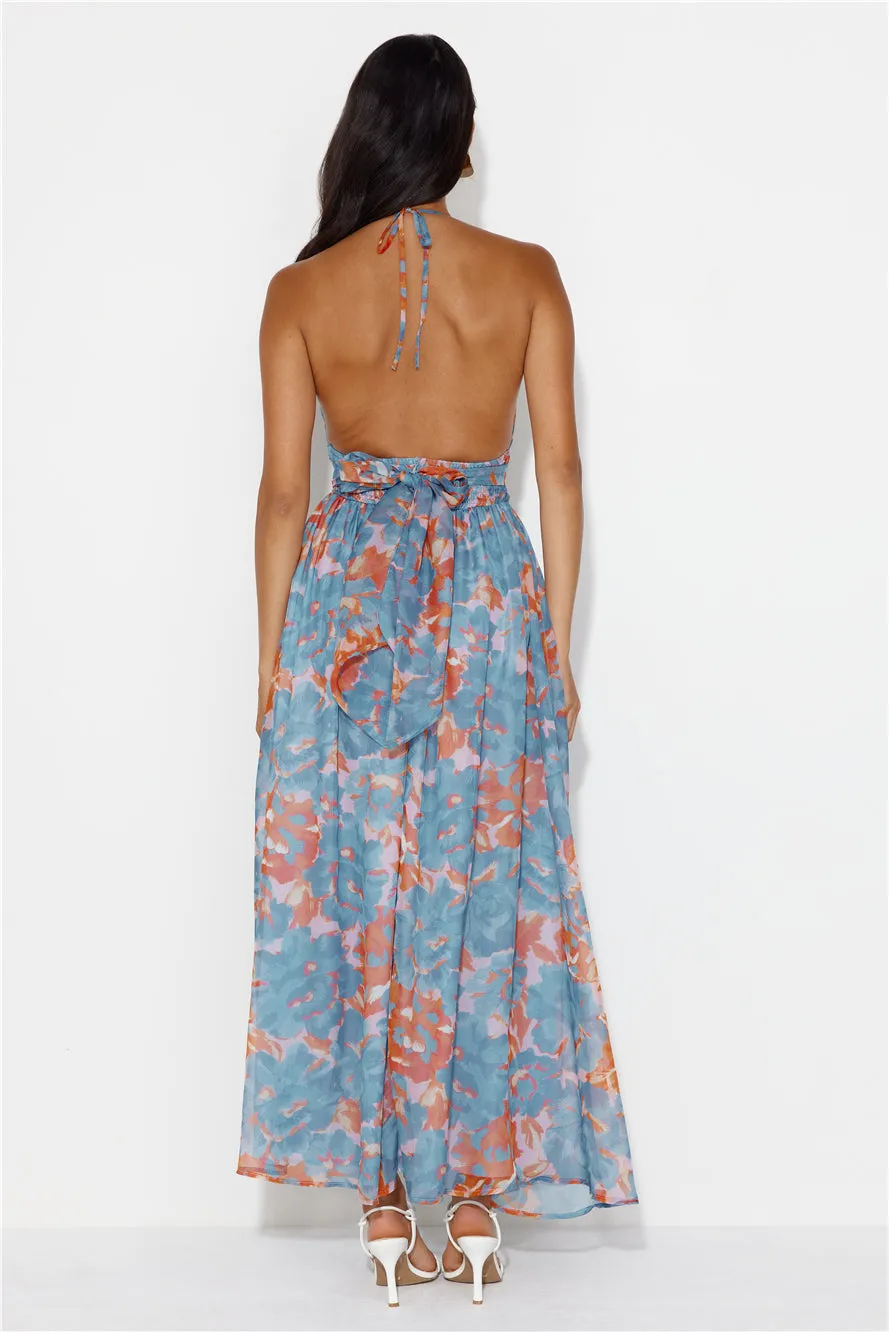 Rules To Follow Halter Maxi Dress Blue