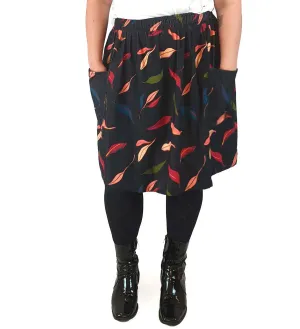 Rummage Style black cord skirt with cute leaf print size 14