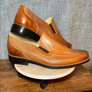 Sandro Moscoloni Brown Burnished Leather Loafers Slip On Professional GQ Career