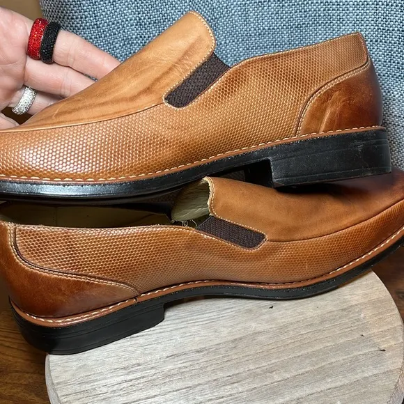 Sandro Moscoloni Brown Burnished Leather Loafers Slip On Professional GQ Career