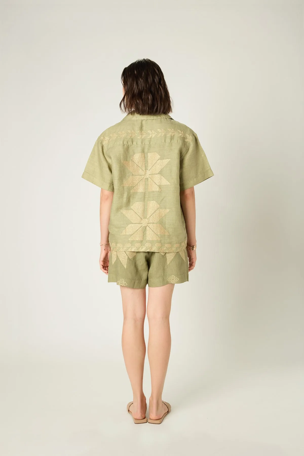 SHORTS AEOLIS MULTI ELASTIC WAIST - TEA GOLD