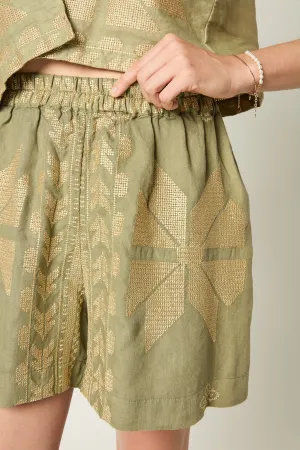 SHORTS AEOLIS MULTI ELASTIC WAIST - TEA GOLD