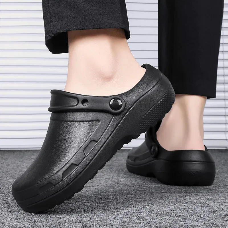 Summer Men Sandals Casual Slippers Waterproof Oilproof nurse Chef shoes Breathable Lightweight Garden Sandals Beach Aqua Shoes