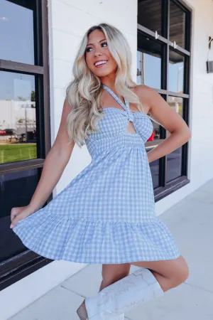Sweet As Pie Gingham Sun Dress - Blue