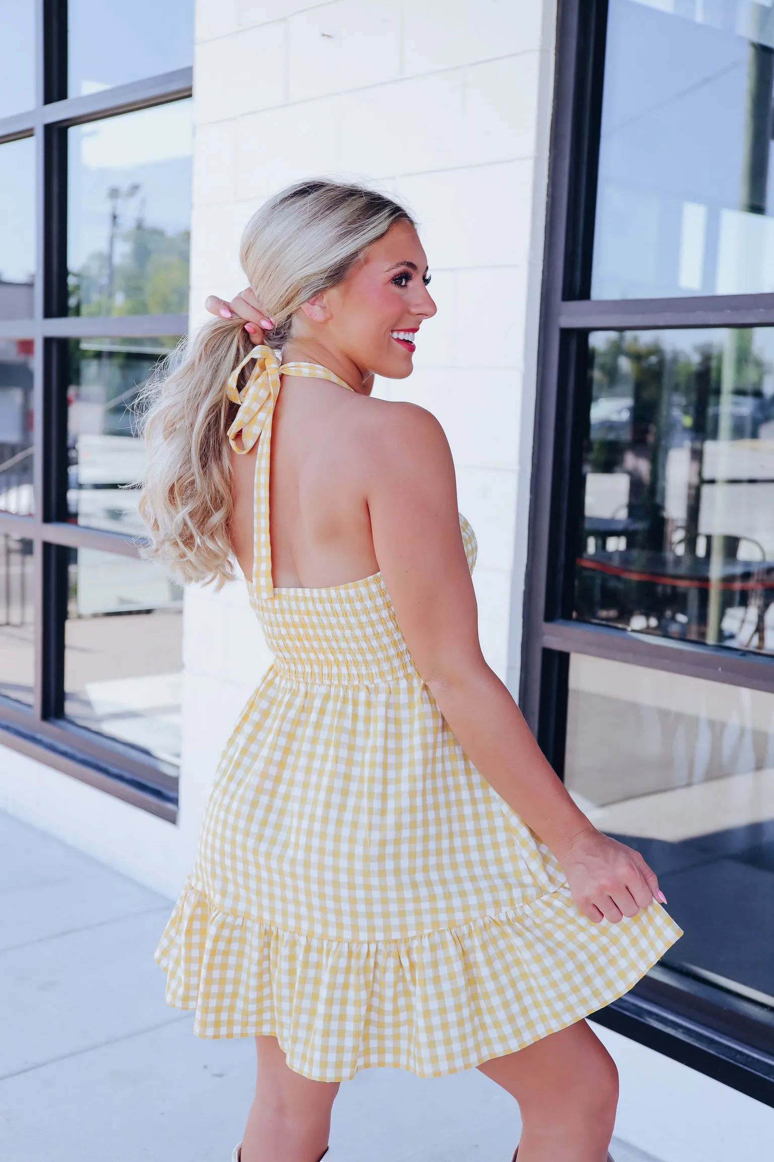 Sweet As Pie Gingham Sun Dress - Yellow