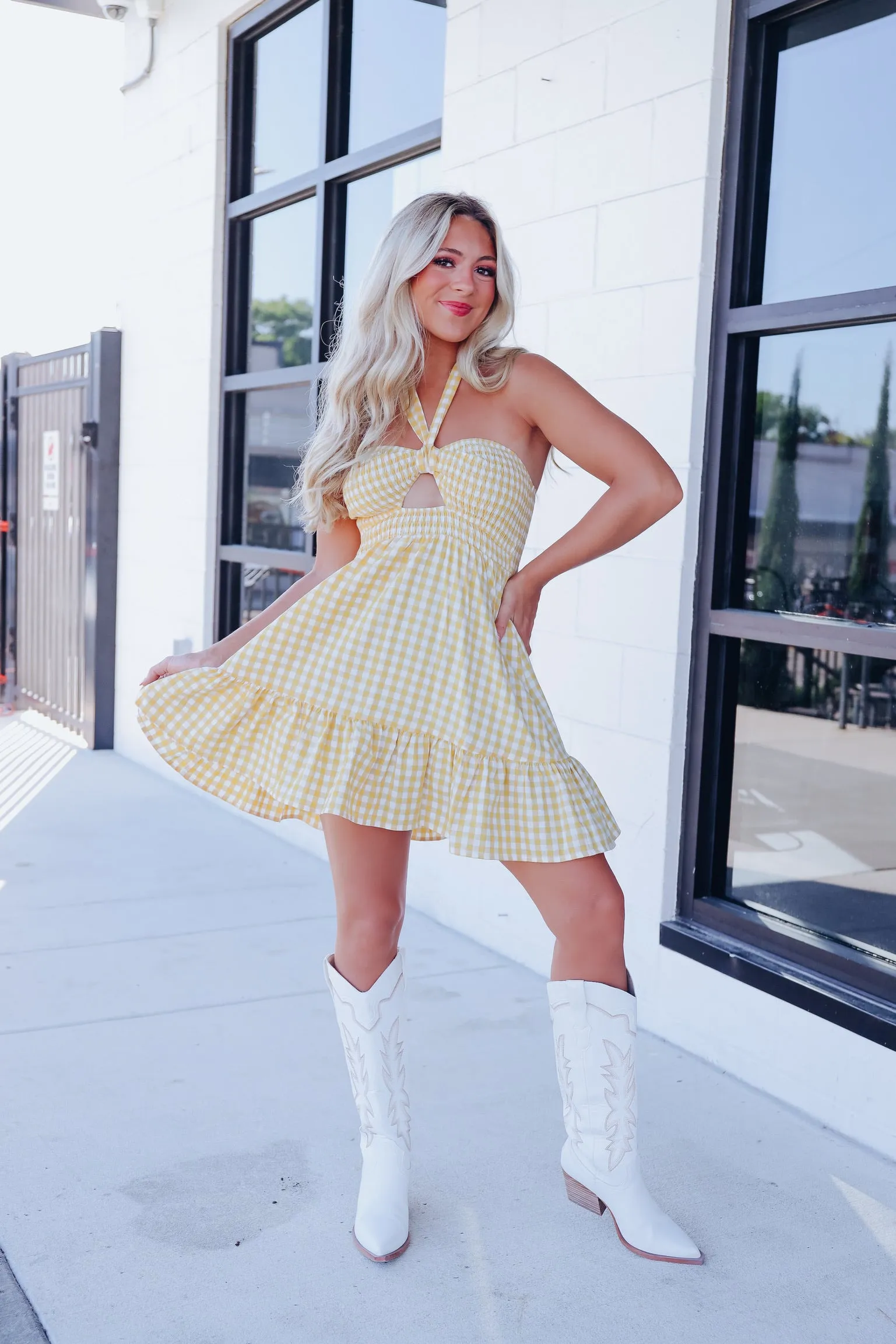 Sweet As Pie Gingham Sun Dress - Yellow