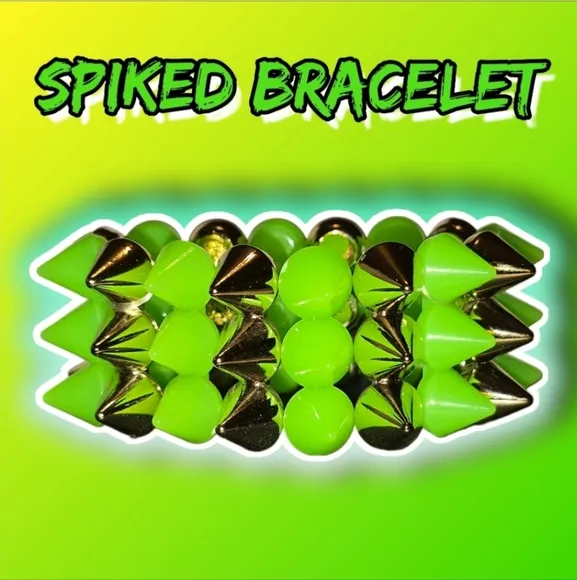 🆕️SzL Neon Green &amp; Black Acting Envious Mini Skirt / The Grave Girls🆓Bracelet