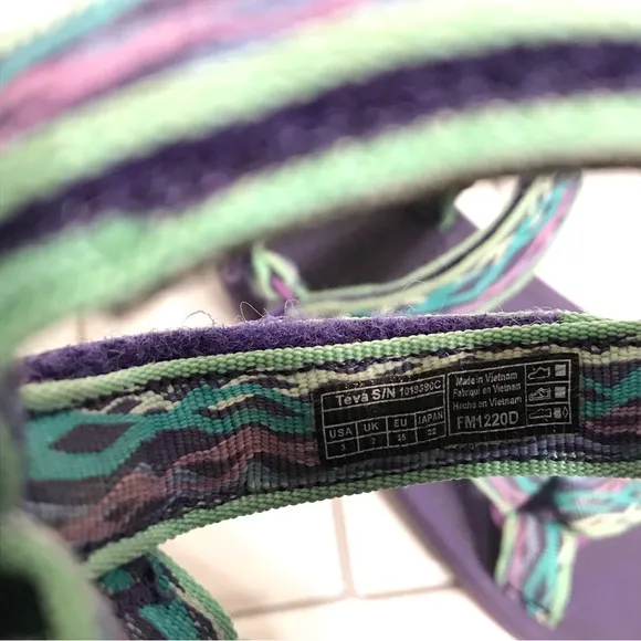 TEVA KID HURRICANE XLT 2 Purple/Blue/Green Size 3 Velcro Strap Sandals; Preloved