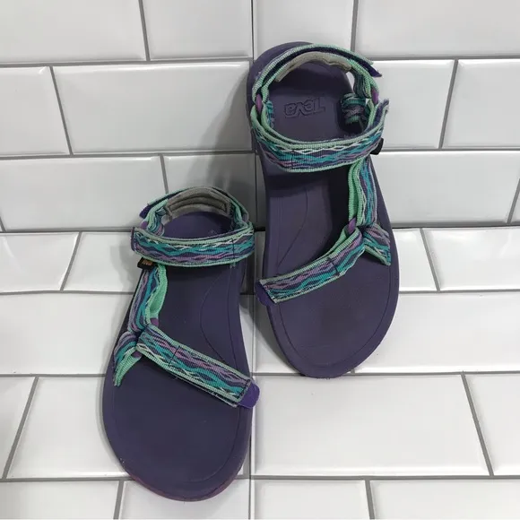 TEVA KID HURRICANE XLT 2 Purple/Blue/Green Size 3 Velcro Strap Sandals; Preloved