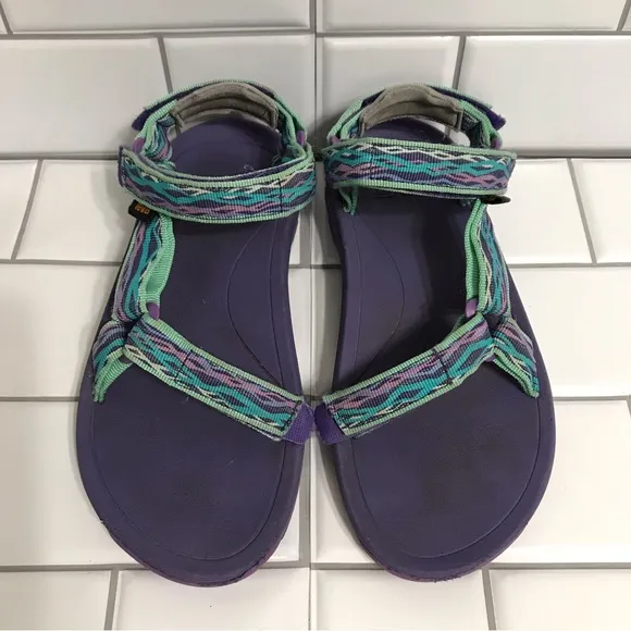 TEVA KID HURRICANE XLT 2 Purple/Blue/Green Size 3 Velcro Strap Sandals; Preloved