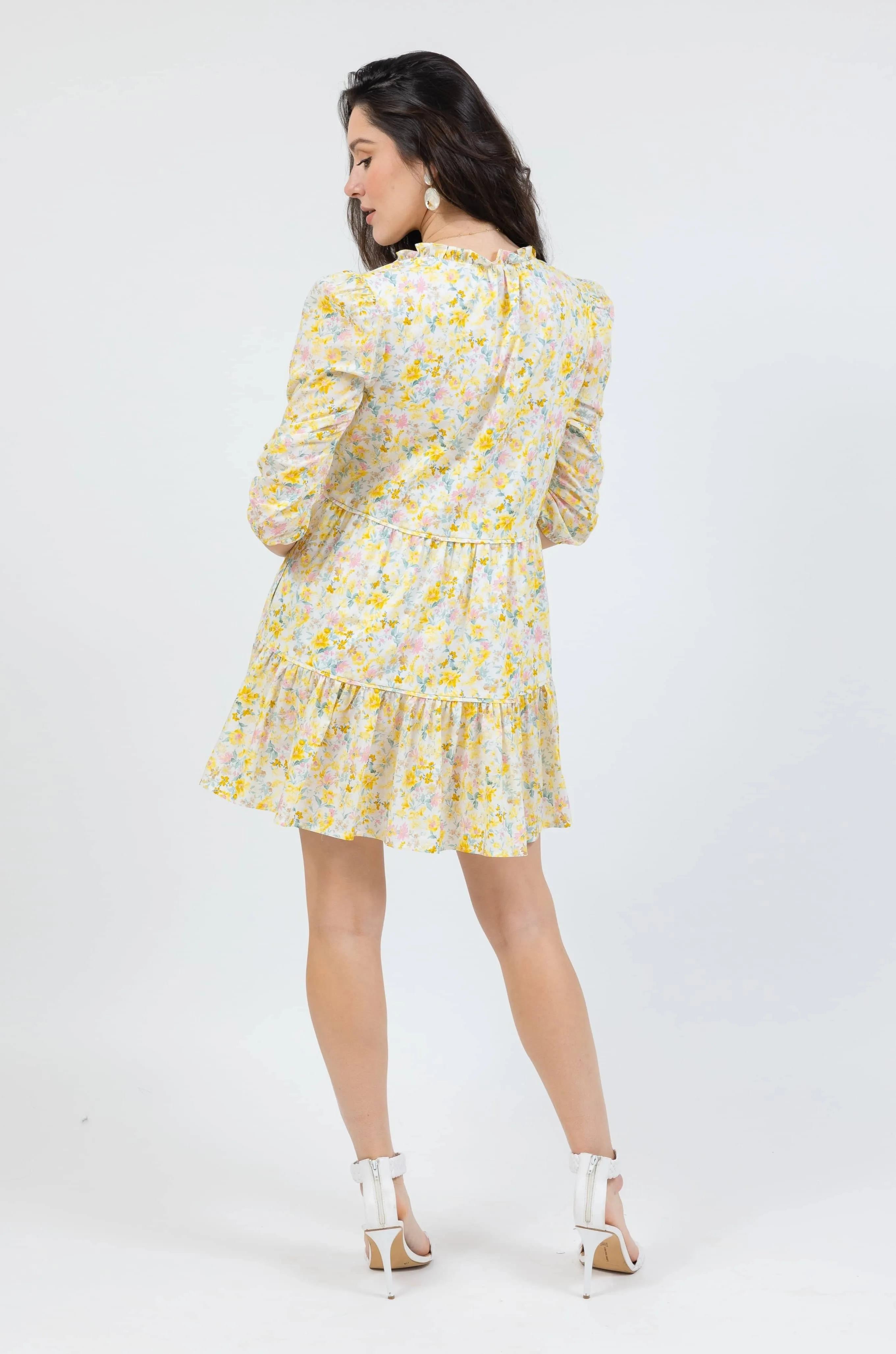 The Boho Mini Dress - Yellow Floral