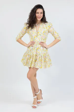 The Boho Mini Dress - Yellow Floral