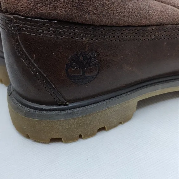 Timberland Leather Sherpa Boots Women's 7.5 Brown Anti-Fatigue Military Retro