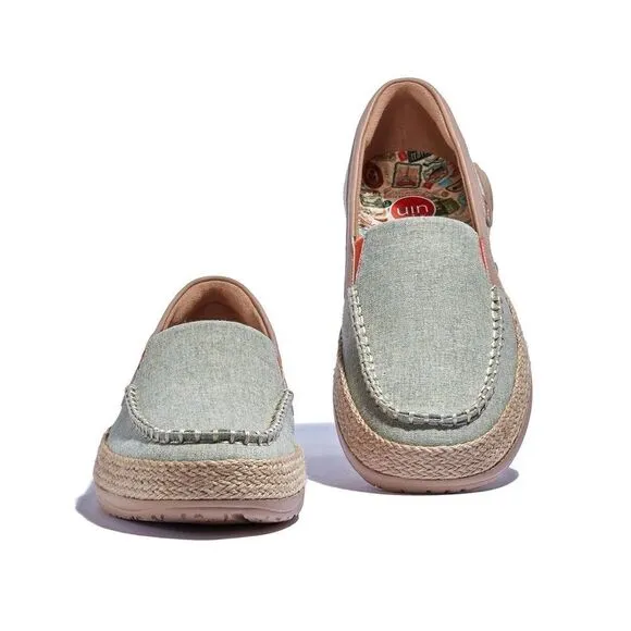 UIN Women's Espadrilles Knitted Casual Shoes (Light Green Marbella V)