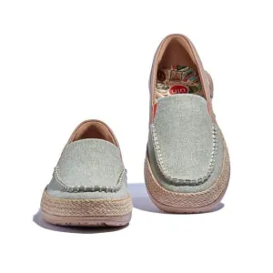 UIN Women's Espadrilles Knitted Casual Shoes (Light Green Marbella V)