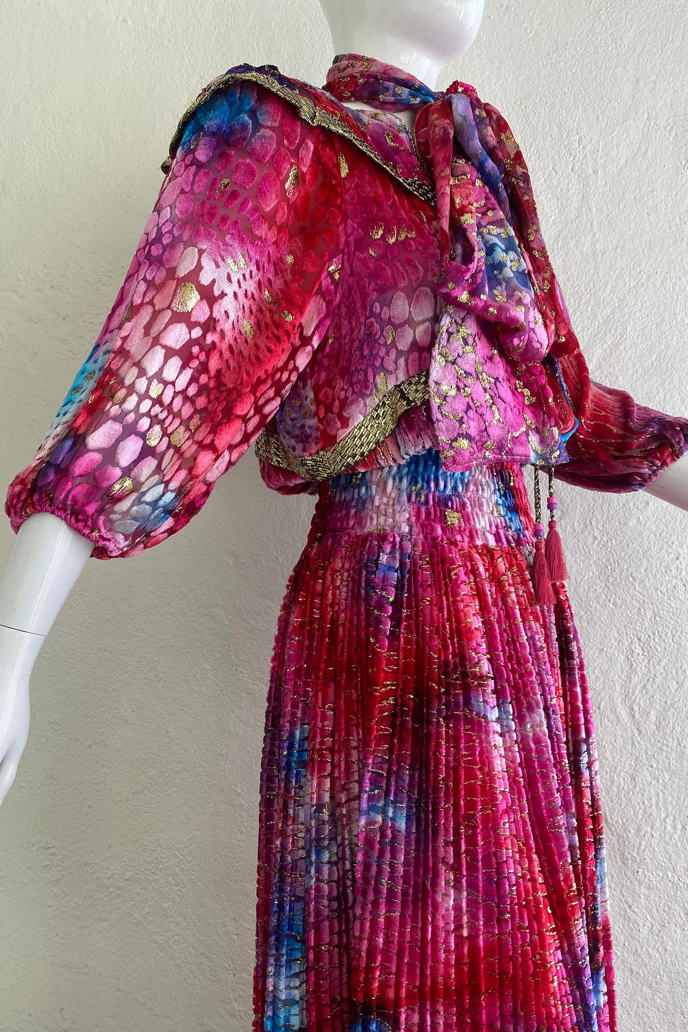 Velvet Lamé Blouson Dress