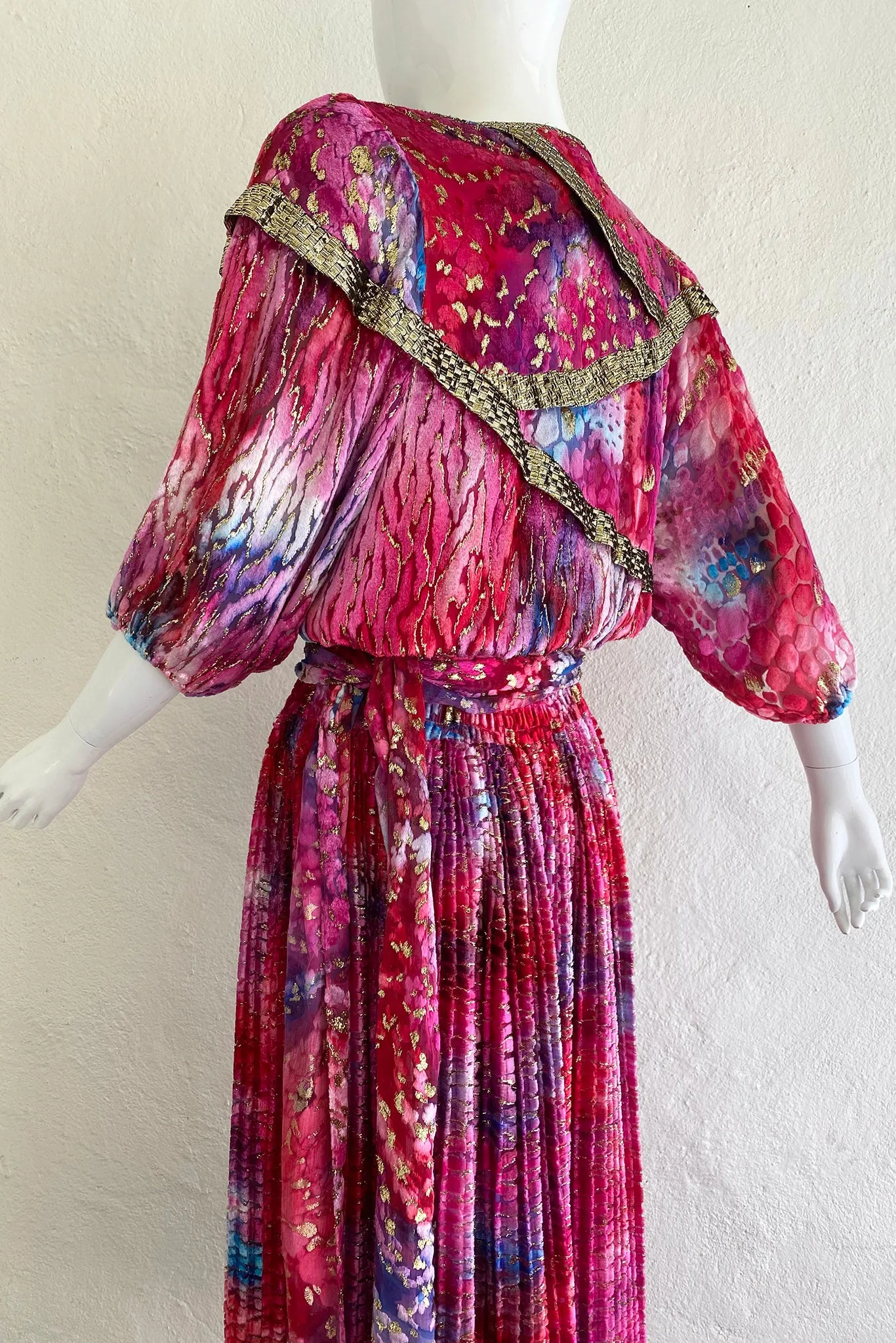 Velvet Lamé Blouson Dress