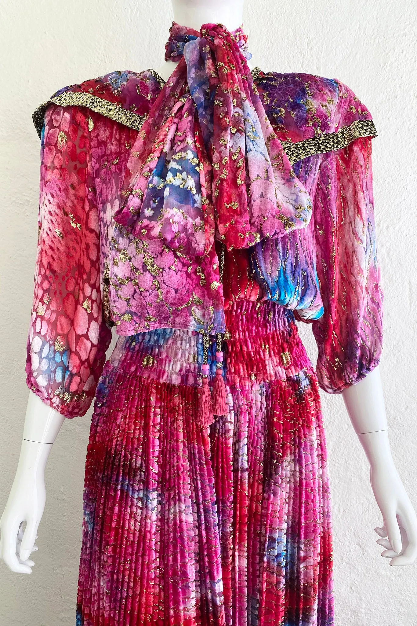 Velvet Lamé Blouson Dress