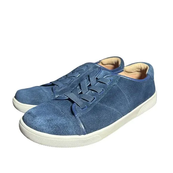Vionic jean suede sneakers slip on low top size 8.5 comfort supportive navy