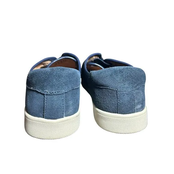 Vionic jean suede sneakers slip on low top size 8.5 comfort supportive navy