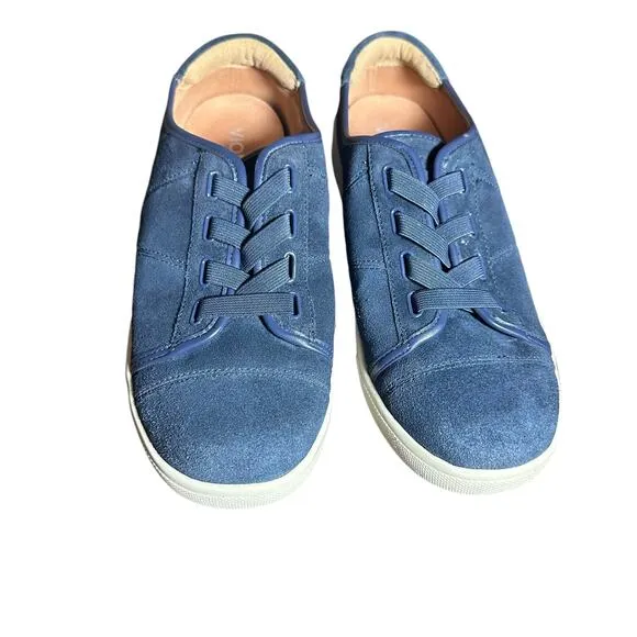 Vionic jean suede sneakers slip on low top size 8.5 comfort supportive navy