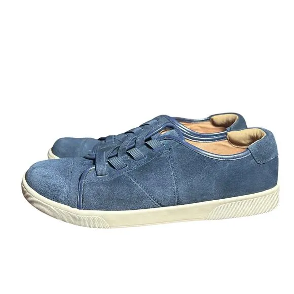 Vionic jean suede sneakers slip on low top size 8.5 comfort supportive navy